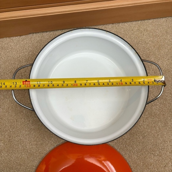 Vintage Cathrineholm Norway Lotus 10.5" Orange White Handle Saucepan with Lid - Picture 13 of 15